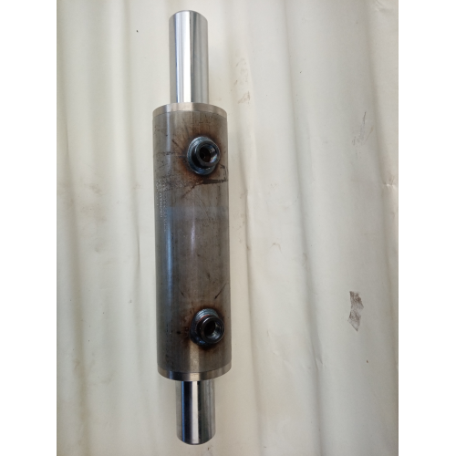 CILINDRO OLEODINAMICO DOPPIO EFFETTO 250 BAR DOPPIO STELO TESTE GUIDE IN BRONZO, SUPPORTO INOX PER SFERA  ALESAGGIO 50/60 STELO 30 CORSA 178 MM.